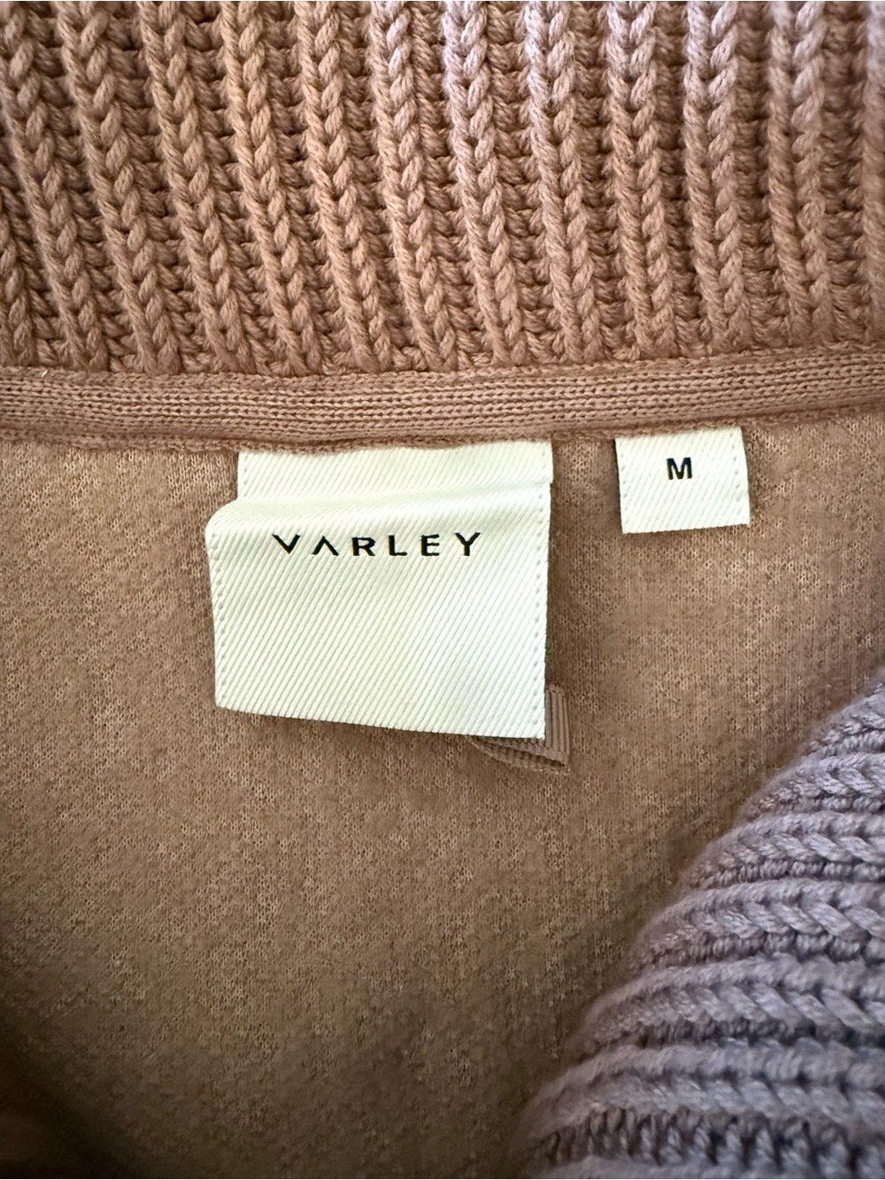 Varley Aspen Bouclé Sherpa Zip-Up Ribbed Collar Vest Gilet, Ash Taupe, Size M - Picture 9 of 10